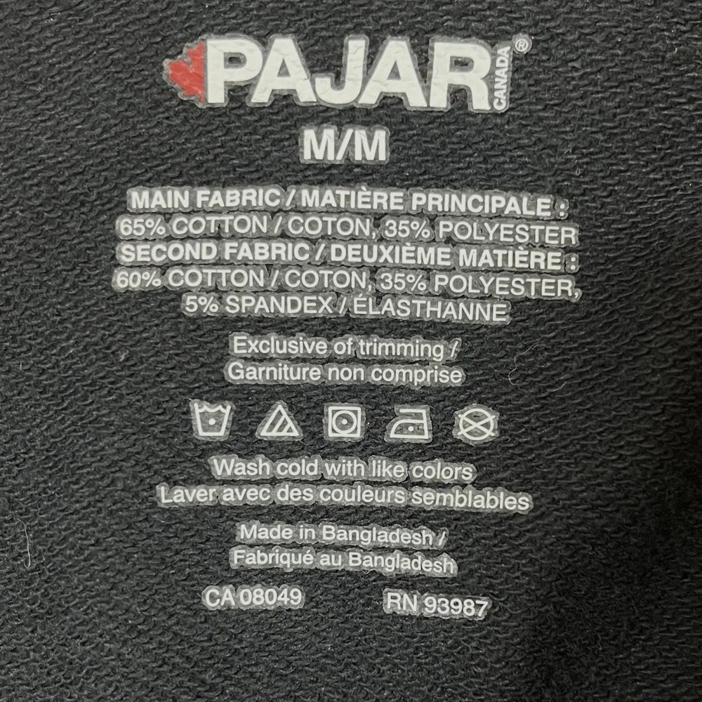 Pajar Canada Terry Cloth Sweatpants Mens M Black Soft Pockets Drawstring Cozy